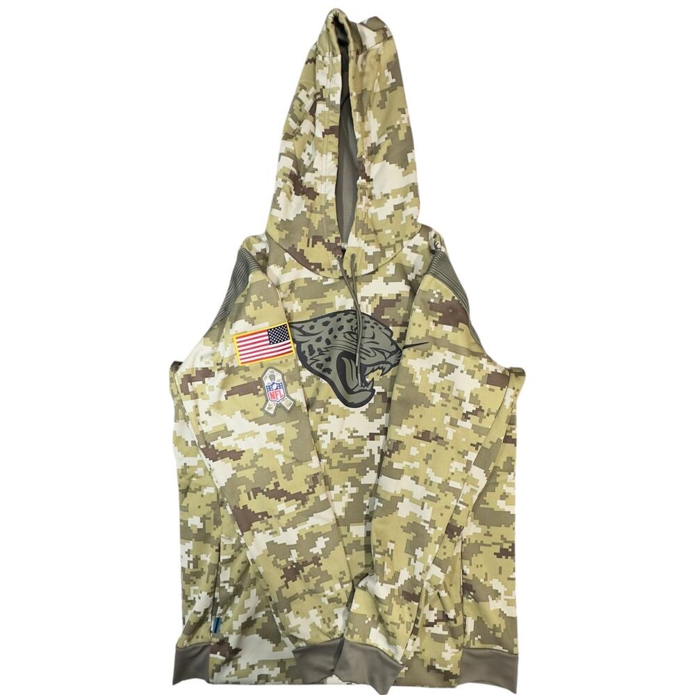 Nike Jacksonville Jaguars Salute to Service Camo Hoodie Sz L USA Patch On Field - Picture 9 of 9